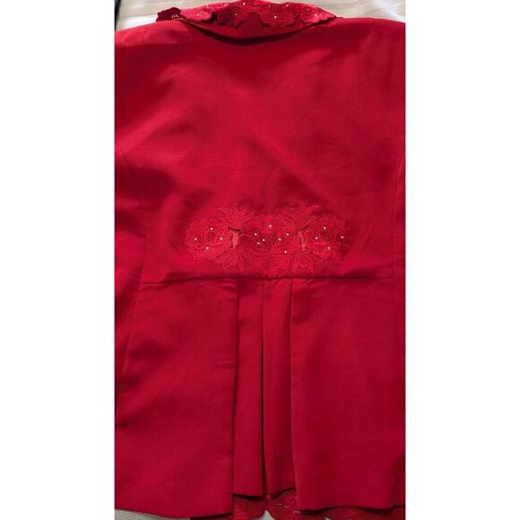 Ben Marc International Fancy Red Skirt Suit Set Plus Size 18 Jewel Button - Picture 9 of 10